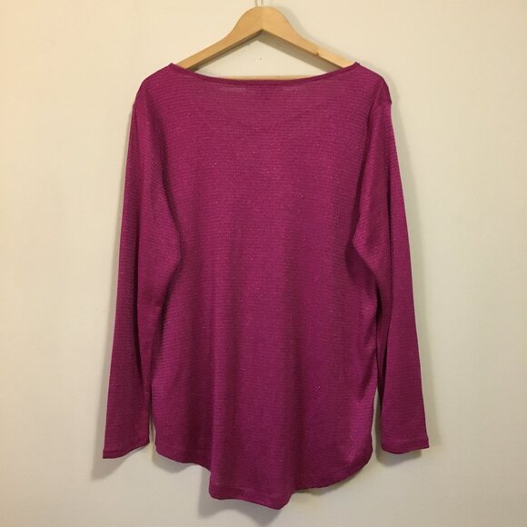 NWT Love & Legend Sparkly Cross Collar Dark Pink Fashion Top - Picture 2 of 15